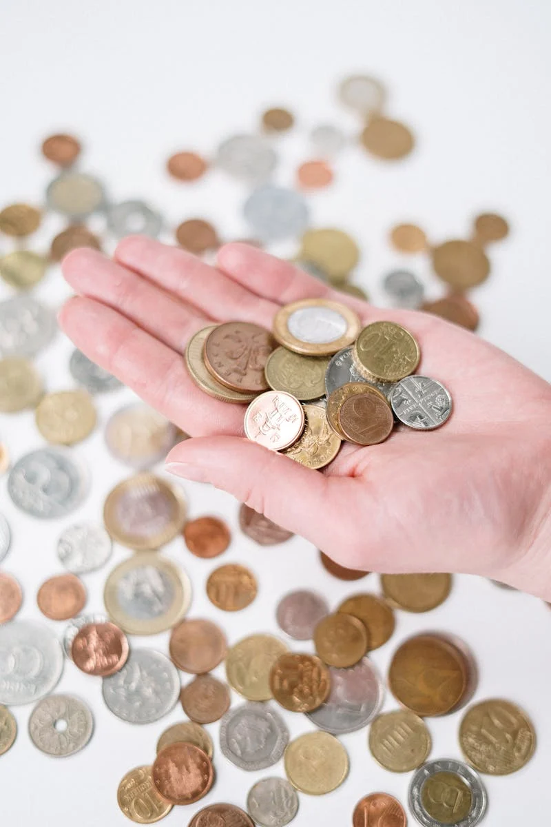 Jongere die geld telt en een keuze overweegt